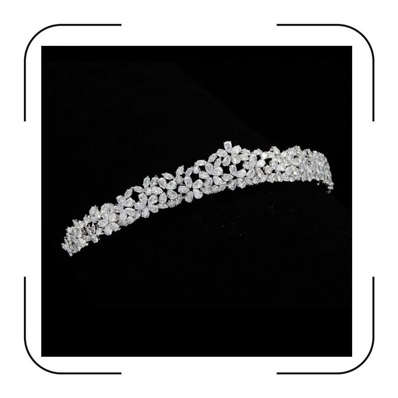 Sparkly Small Zircon Wedding Crowns and Tiaras for Women Cubic Zirconia Quincean - Picture 1 of 8